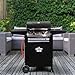 Dellonda 2 Burner Gas BBQ Grill with Piezo Ignition, Built-In Thermometer, Black/Stainless Steel - DG13