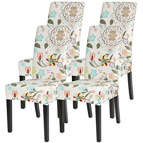 Image of SearchI Dining Room Chair Covers Set of 4, Stretch Printed Flower Kitchen Chair Slipcovers Removable Washable Parsons Chair Covers Protector for Dining Room, Hotel, Ceremony (Floral Pattern1)