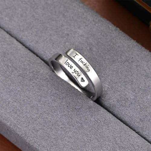 Statement Motivation Rings For Women, Adjustable Promise Pinky Stainless Steel Spiral Wrap Twist Inspirational Gift Jewelry4