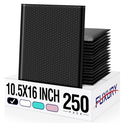 Image of Fuxury 250 Pack Black Bubble Mailers 10.5x16 Inch, Self Seal Padded Envelopes Waterproof Mailing Envelopes Bubble Padded, Cushioning Padded Mailers, Bubble Bags for Packaging, Small Business Large #5