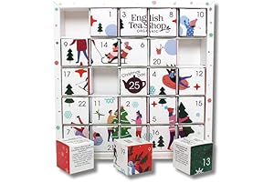 English Tea Shop Organic White Ornaments Advent Calendar Puzzle 25 Loose Leaf Tea Pyramid Bags