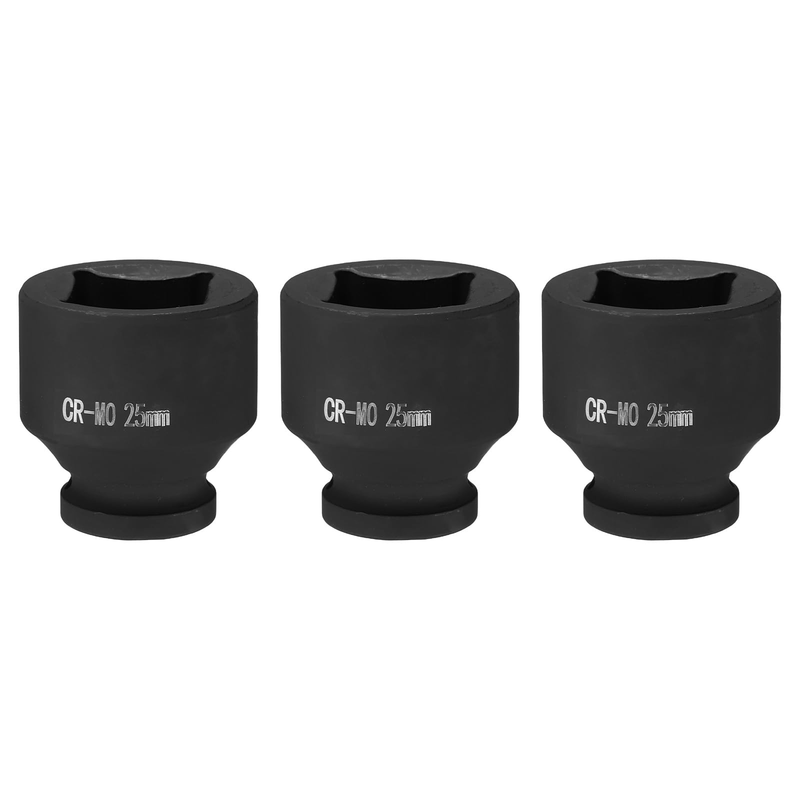 sourcing map 3pcs 4 Point Square Socket 1/2" Drive 25mm Metric Square Impact Socket CR-MO Blackening Standard Wheel Sockets Pneumatic Socket Tool for Auto Repair Mechanical Maintenance Home Use