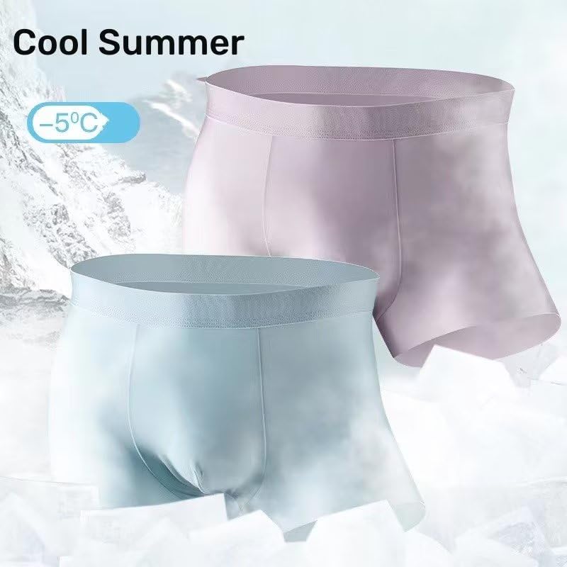 Mens Underwear Boxer Briefs Ice Silk Underwear For Men Seamless Trunks…2