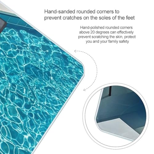 Báscula digital para baño Blue Aqua Pool Water de vidrio templado miniatura 4