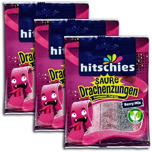 Hitschies Sour Dragon Tongues Berry Mix Vegan 3 x 125 g Fruit Gum