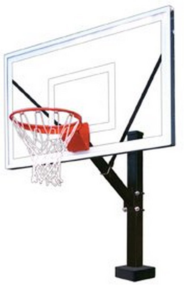 First Team HydroSport Select Stainless Steel-Acrylic Fixed Poolside Basketball System44; Navy Blue