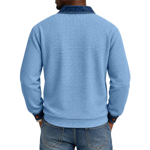 Men's Long Sleeve T-Shirts Big and Tall Waffle Knit Dressy Blouse Novelty - image 4