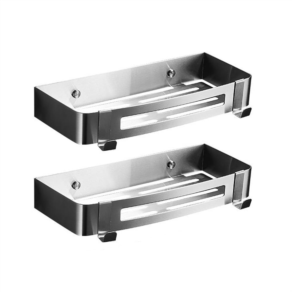 Yinj1835hh Bathroom Shelves Shower Shelves 2-Pack - Adhesive Shower Caddy with 4 Movable Hooks No Drill Stainless Steel