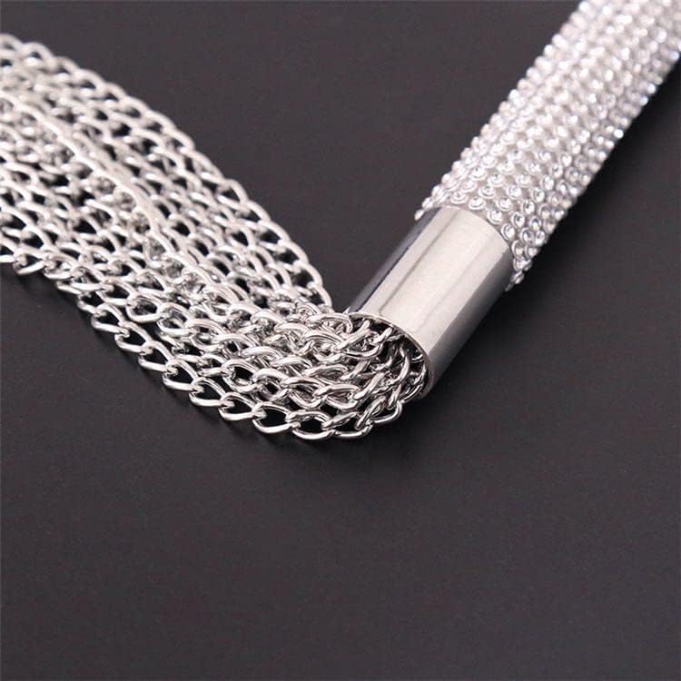 SMspade Metal Chain Whip Flogger with Diamond Handle Metal Heavy Flogger Twelve Chain