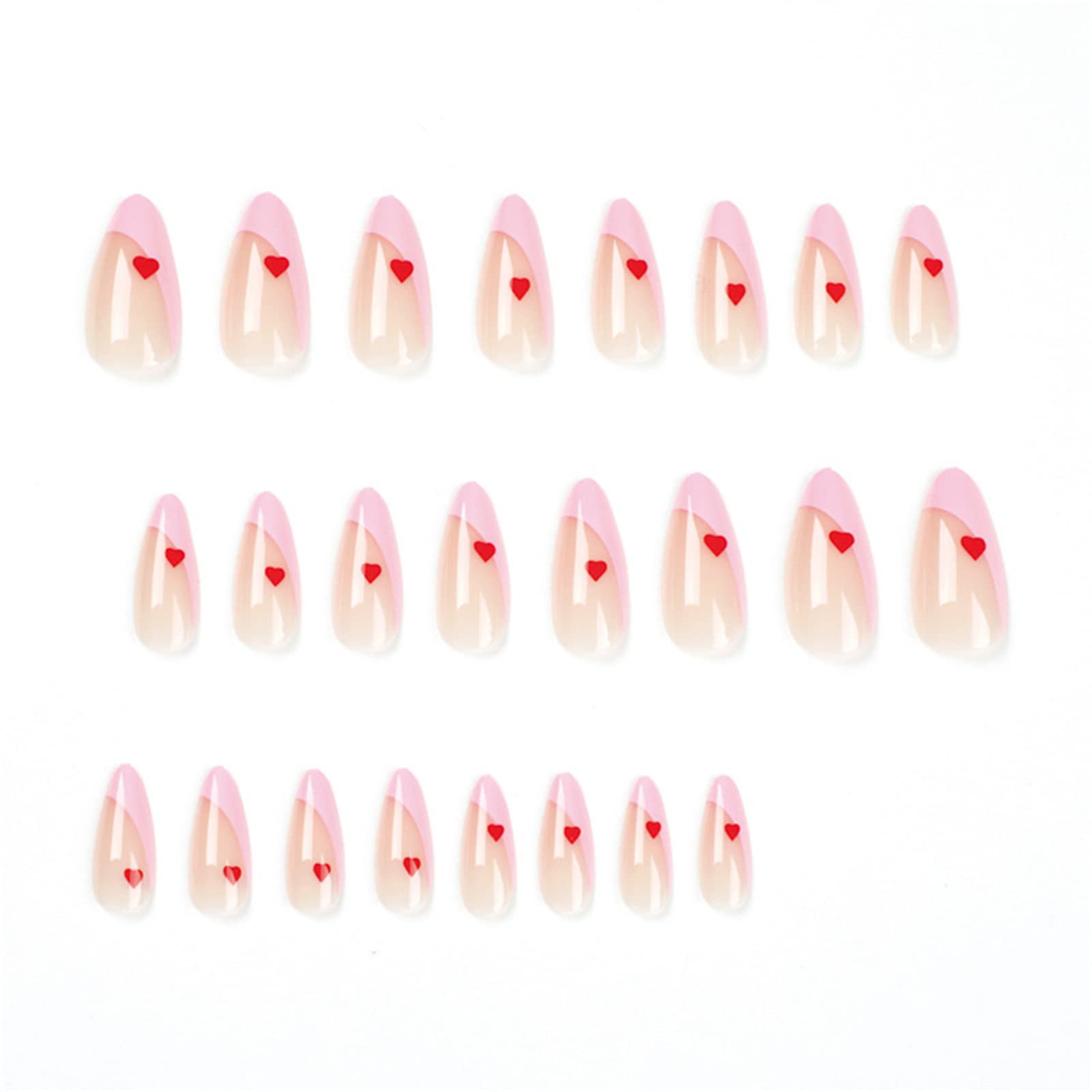 Unghie Finte Breve Copertura Completa Cuore Rosso Francese Festival di Natale Premere sulle Unghie 24 Pezzi Suggerimenti per Nail Art per Saloni di Bellezza e Donne Nail Art Fai-da-Te