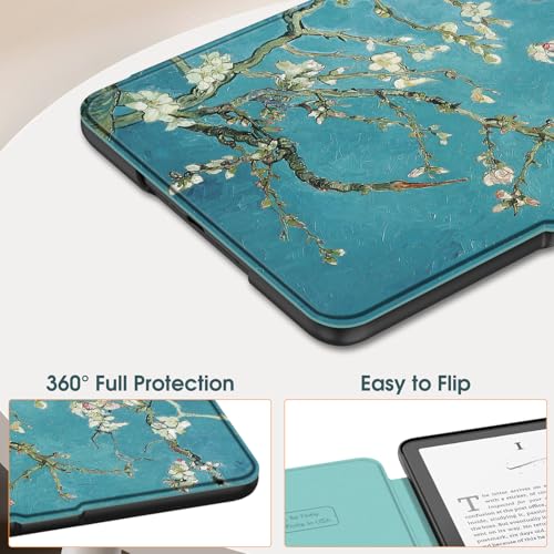 Image of Fintie Case for 7 inch All-New Kindle Paperwhite (12th Generation, 2024) and Kindle Colorsoft Signature Edition - Slim Lightweight Shell PU Leather Protective Cover with Auto Sleep /Wake, Blossom