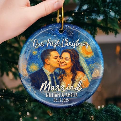 Personalized First Christmas Married Ornament - Jingle Bells and Wedding Bells Keepsake for Newlyweds - Image 3