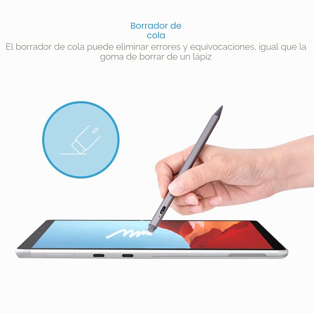 Andana MPP Stylus EC Pen 2.0, sensibilidad a la presión 4096, rechazo de Palma, Recarga USB-C, Lápiz óptico Surfacecompatible con Microsoft Surface y Algunos ASUS, Acer, DELL, HP, Vaio