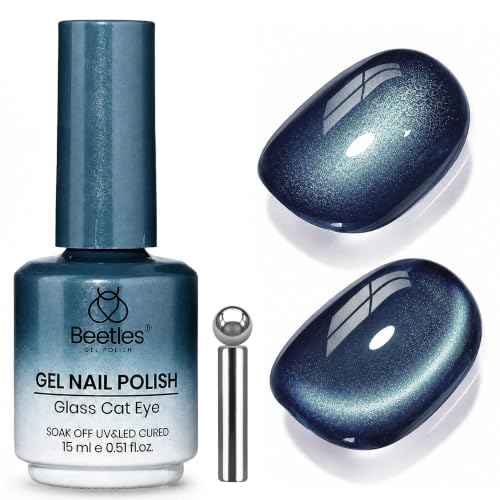 Image of Beetles Blue Gray Glass Cat Eye Gel Nail Polish, 15ML Ocean Ash Gel