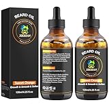 Beard Oil,120ml/4.25fl.oz Oil Promote Large Volume Beard Growth,Leave in Conditioner Beard Care Natural Sweet Orange Scent Mustaches Growth Soften Strength,Gifts for Men Him Dad