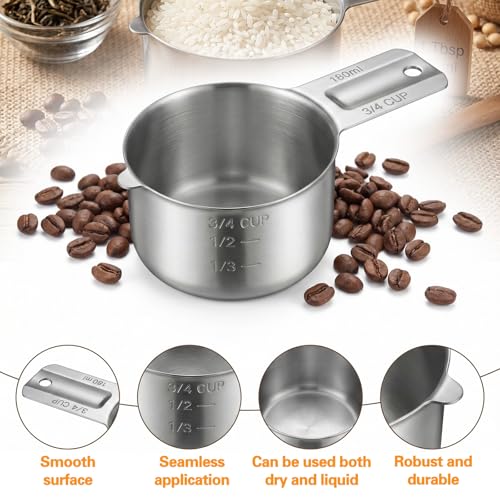 Vaso medidor 3/4 taza acero inoxidable 180 ml miniatura 4
