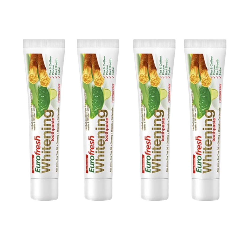 Farmasi Eurofresh Whitening Toothpaste with Miswak Pack of 4 Herbal Toothpaste for Daily Oral Hygiene Gentle Enamel Polish