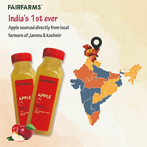 Image of Fairfarms Apple juice |No artificial colour| Enriched with Apple fruit pulp - Fresh and Refreshing | FarmFresh (Pack of 9 X 300ml)