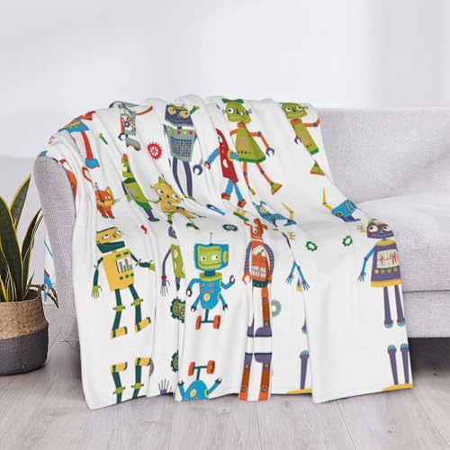 Couverture flanelle robots mignons plaid voiture couverture douce salon