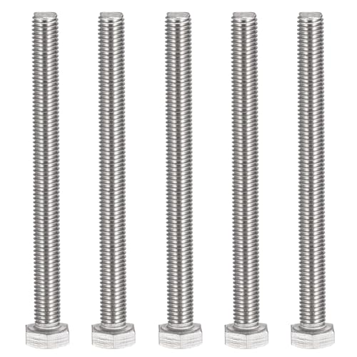 Image of MroMax 5Pcs M10 x 120mm Hex Head Screws Bolts, 304 Stainless Steel 18-8, Fully Threaded, External Hex Drive, for Mounting Chair, Handles, Rail, Pump, Wheels, Antenna Parts, Boat and Plastic Bumpers