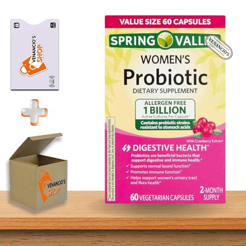 Probiotics for Women Capsules by Spring Valley 60 Count – 1 Billion CFU Daily Supplement with Digestive Enzymes and Prebiotics – Gut & Digestive Health Support (60 Capsules)