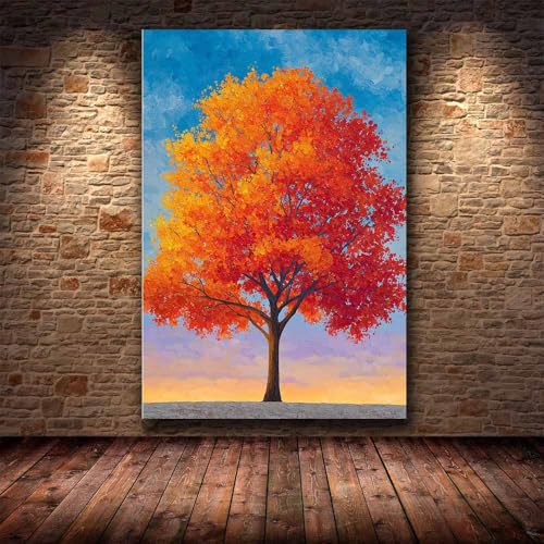 Affiche arbre d'automne multicolore et tableau salon grand format - 4