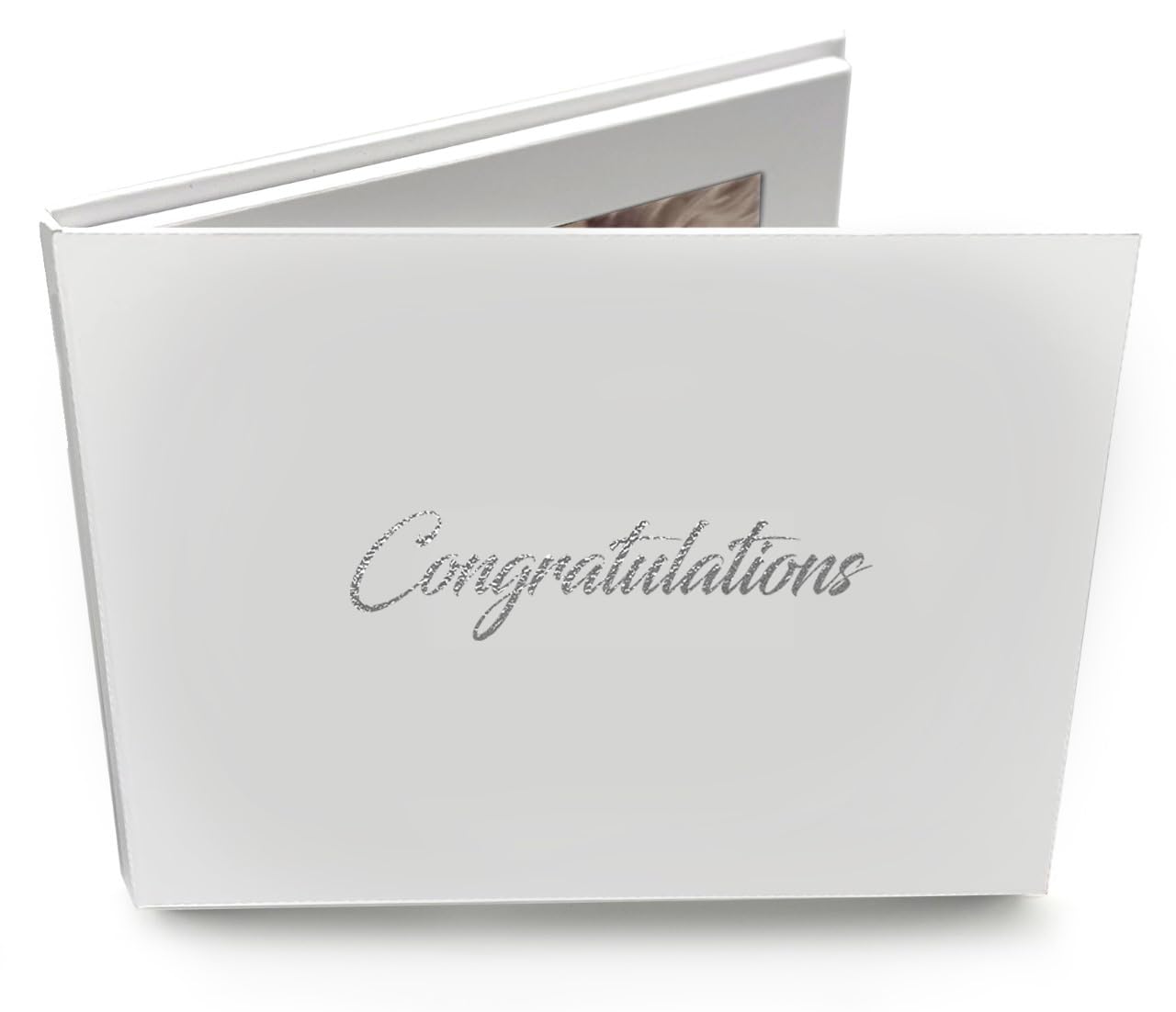 Talking Print 7" IPS HD Video Memory Book, 'Congratulations' Silver Foiled on Cover, A5 Hard Backed Video Brochure
