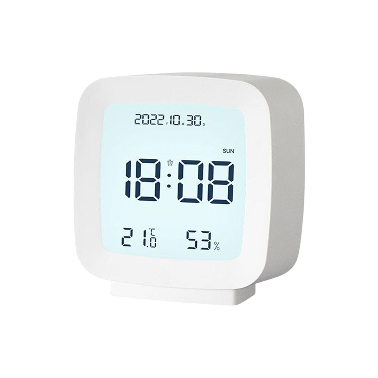 Reloj digital a pilas con pantalla de noche de fácil lectura para tu mesa de noche