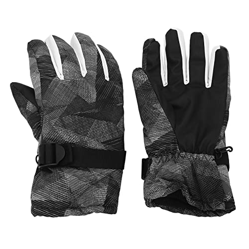 Ski Gloves, Warm Adjustable Buckle Straps Winter Gloves Windproof Anti Slip Split Finger for Hiking (Grey)