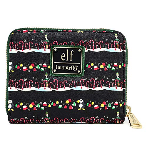 Loungefly x Elf Buddy Candy Cane Forest Allover Print Zip-Around Wallet Multicoloured