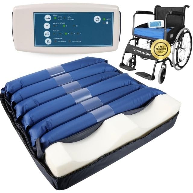 OrtoPrime Cojín Antiescaras de Aire con Compresor Silence Comfort Cojin Anti escaras para Sillón - Cojín antiescaras para Silla DE Ruedas - Cojines Antiescaras de Aire Cojin Silla Ruedas ORTOPÉDICO