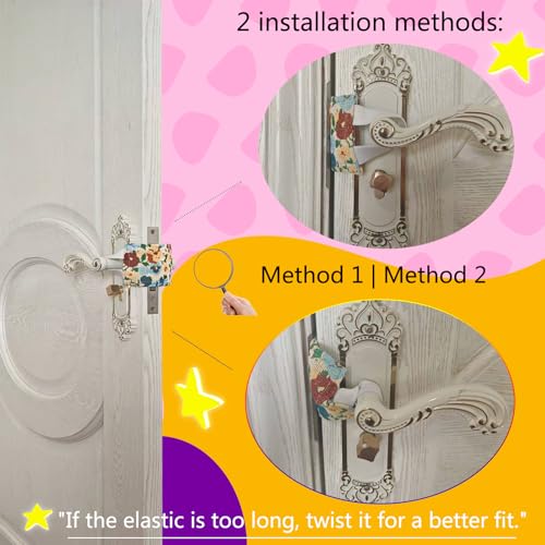 Image of Baby Proof Door Silencer & Cloth Latch Cover, Quiet Close Anti-Slam Pads to Prevent Slamming and Accidental Locking, for Nursery and Toddler Safety (3, Beige Floral Pattern, 4.1 * 3.1 inches)