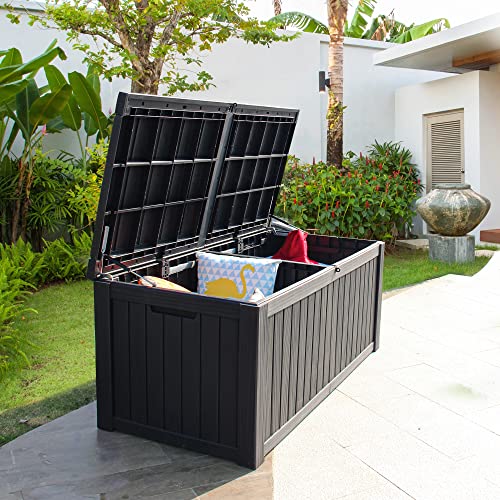 image for YITAHOME 150 Gallon Large Deck Box w/Divider, XL Waterproof Outdoor St