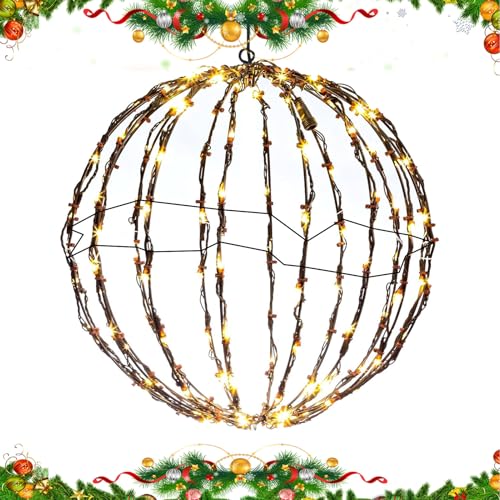 Luces esféricas para exteriores - Lámparas esféricas plegables de 30 cm, bombillas globo LED, adornos colgantes impermeables, decoración para fiestas en el jardín | Luces navideñas festivas para el