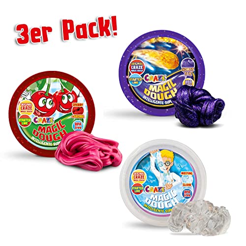 Magic Dough 3er Bundle Intelligente Knete , Magische Knete 3er Set , Kinderknete 3 X 15g Dose Modelliermasse Knete ab 2 Jahre Knete Set für Kinder