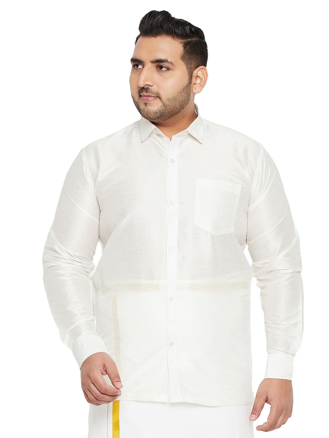 vastramay plus Men's Maroon Silk Blend Ethnic Shirt | Traditional South Indian Wear for Onam/Pongal Festival-picture-22