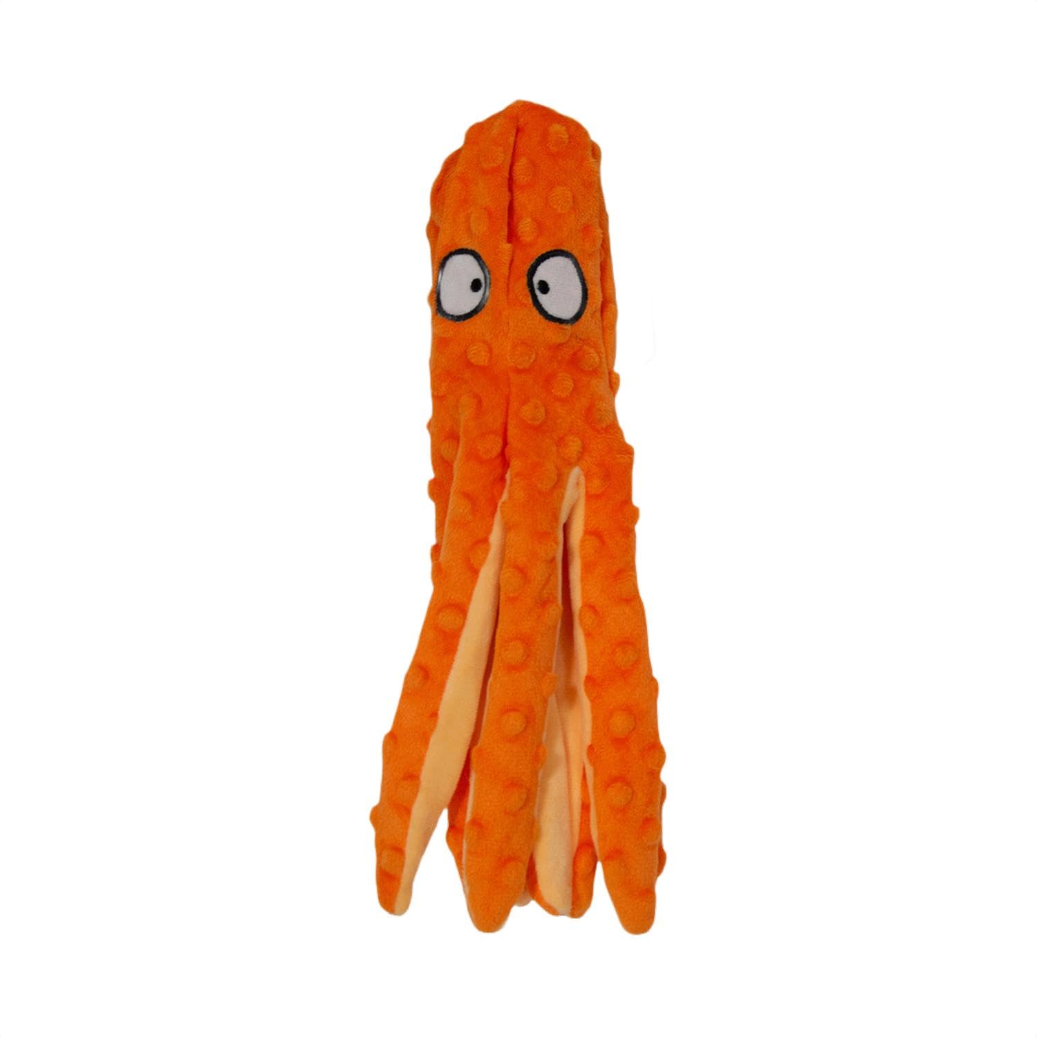 JACK AND VANILLA, Octopus Interactive Plush Dog Toy 32cm Orange, Stimulates Play Instinct, Various Textures, Machine Washable, Ideal for Medium Dogs, Bubble Plush Model