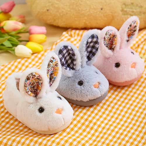 Boys Girls Cute Animal Fluff𝐲 Slippers Kids 𝐂artoon Warm Fleece Fall Winter Slipper Non-Slip Warm Soft Kids Moccasins4