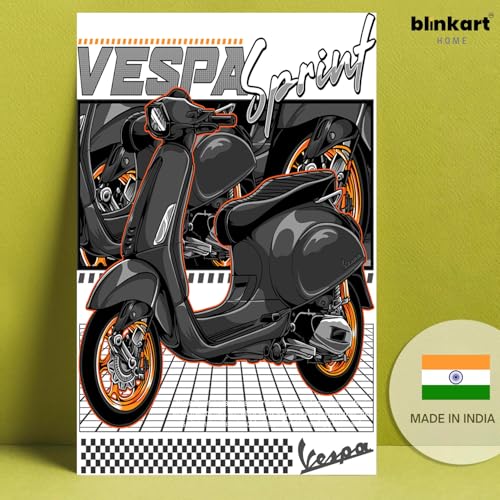 Image of BLINKART Vespa Sprint 150Car Posters Sticker Gift Items for Boys Room Wall Decor || Comes with Double-Sided Tape|| Decoration Bedroom Living Room Office Studio Decor | 12x18 In (A3) - CAR-316