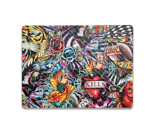 Image of MightySkins Carbon Fiber Skin Compatible with Microsoft Surface Laptop Go 3 (2023) Full Wrap Kit - Old School Tattoo | Protective, Durable Textured Carbon Fiber Finish | Made in The USA