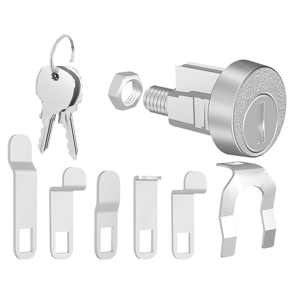 Briefkastenschloss Ersatz-Kit für L-1172C, stabiler Zylinder aus Zinklegierung mit 2 Schlüsseln und Laschen, sicheres Silber-Finish für Kleiderschrank