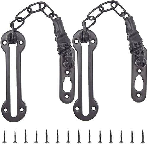 2 protectores de puerta de cadena, pestillo de puerta de cadena de puerta, a prueba de niños, cadena frontal con tornillos, cadena de acero con
