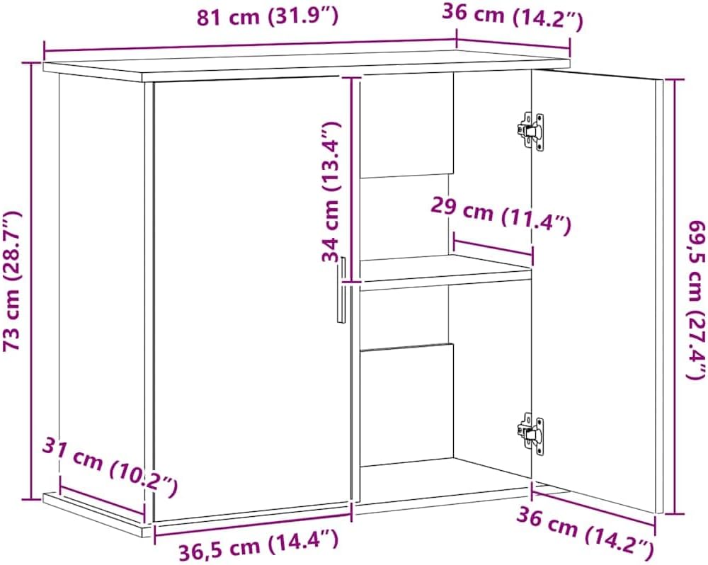 vidaXL Aquarium Stand Black Oak 31.9x14.2x28.7 Engineered Wood