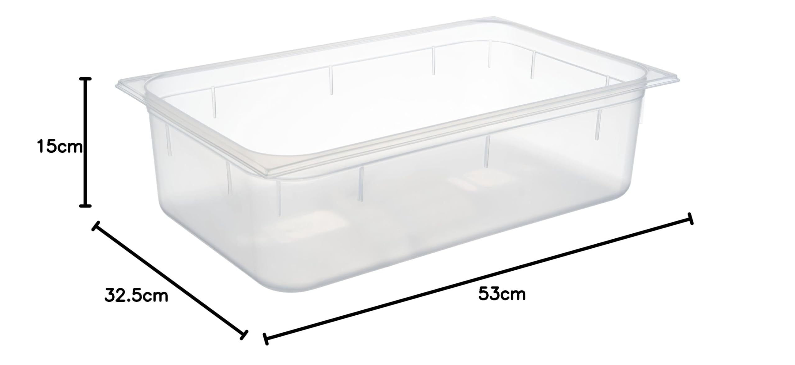 APS 82108 - Recipiente GN 1/1, 53 x 32,5 cm, 150 mm de profundidad, 19,5 litros, escala, polipropileno