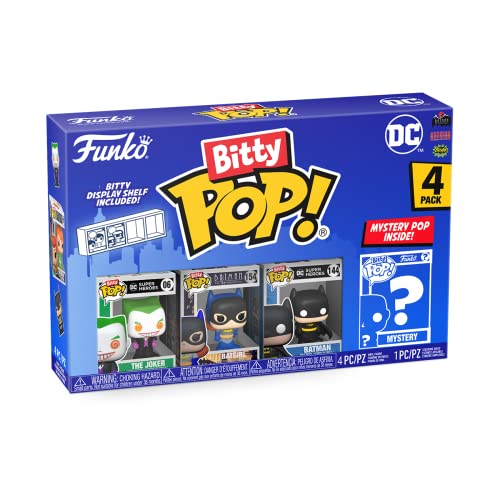 Funko Bitty POP! DC - Batman, Batgirl, The Joker Et Une Mini-figurine Mystère En Surprise - 2.2 Cm - DC Comics Collectionnable - Étagère Empilable Incluse - Idée De...