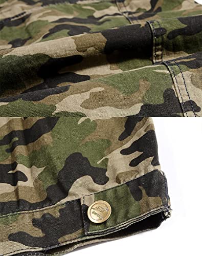 Image of ebossy Men's Ripped Distressed Denim Vest Sleeveless Button Up Jean Vest Jacket (Large, Camouflage)