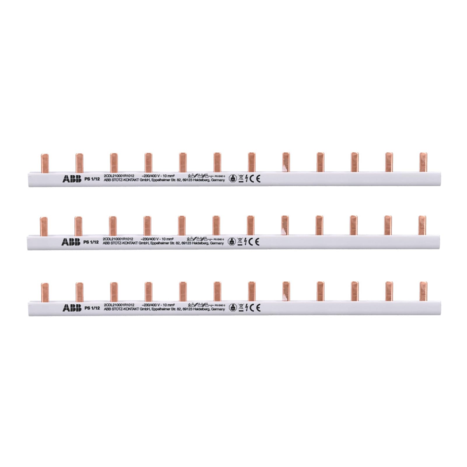 ABB PS1 Sammelschiene, 3 -phasig, 690V ac 65A, 14mm Raster
