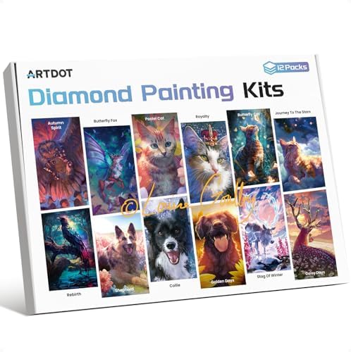 ARTDOT 12-Pack 5D DIY Diamond Painting Kits for Adults, Licensed Diamond Art Kits with Accessories and Tools for Home Wall Decor or Gifts for Women and Bestie Friend (12 x 16 In)