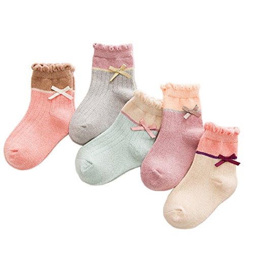 最安値 Insomila ソックス キッズ 靴下 女の子 お姫様 リボン 蝶結び ジュニア 5足 セット キッズ クルー丈 カラフル 女の子 Sの価格比較