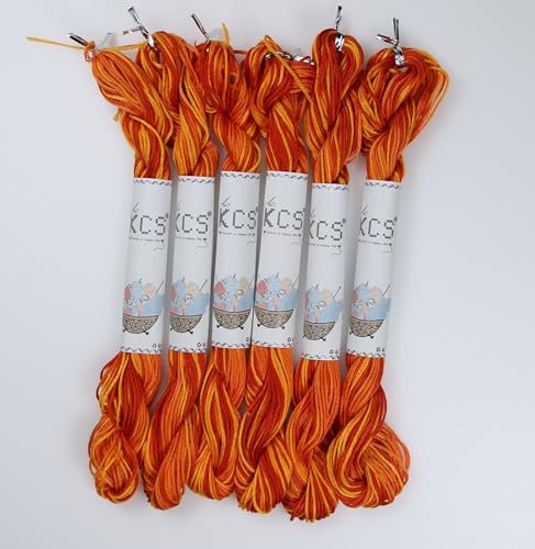 Image of KCS Big skeins of 25 Meters Size 25 Color Variegated Cross Stitch Stranded Threads,6 skeins,51